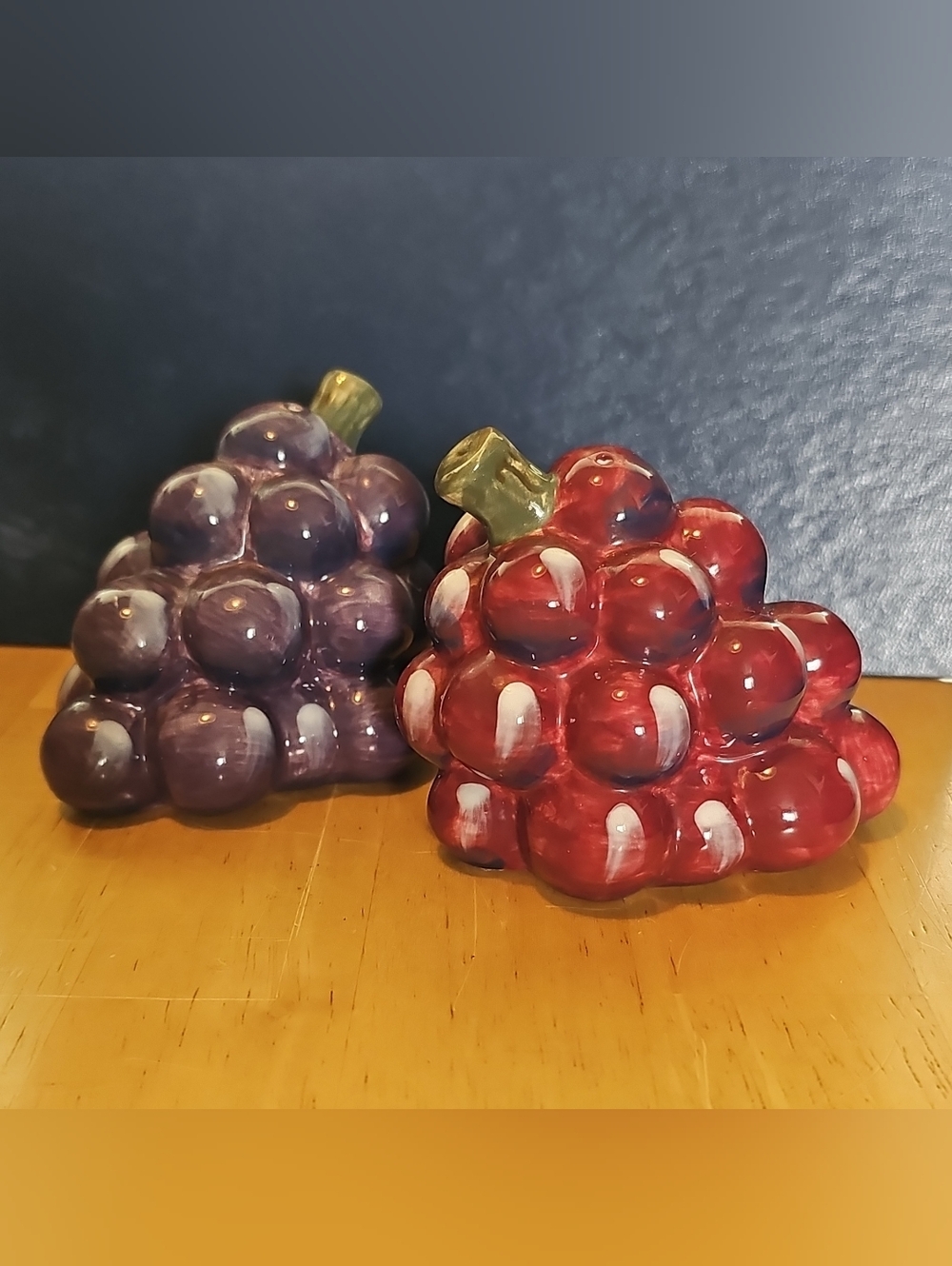 Ceramic Grape Salt & Pepper Shakers - Red and Purple